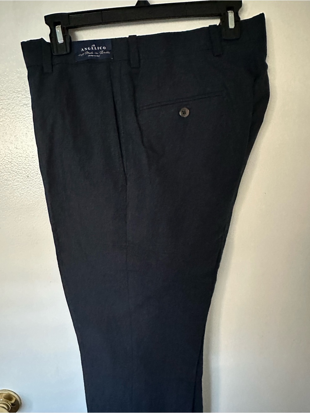 Piattelli Men's 100% Linen woven in Italy Navy Dress Pants